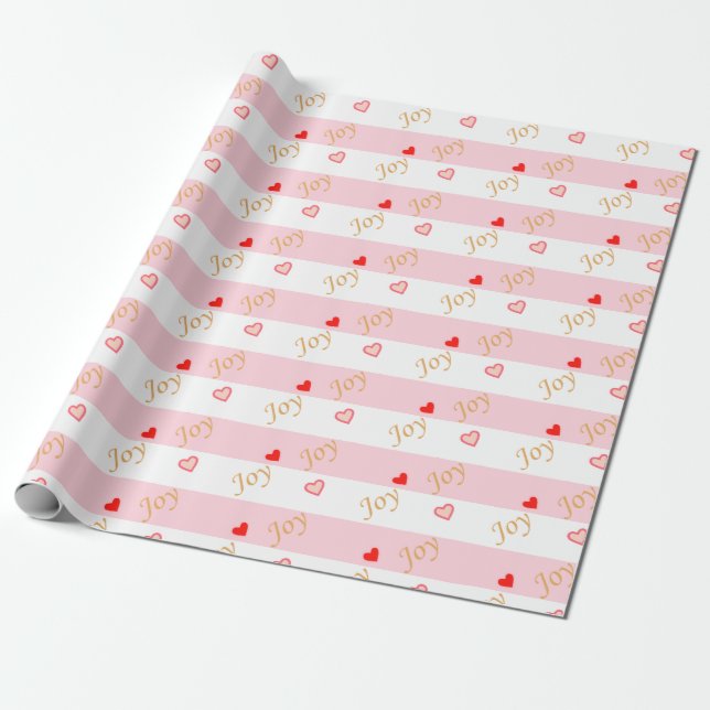 Joy Heart Pattern Wrapping Paper (Unrolled)