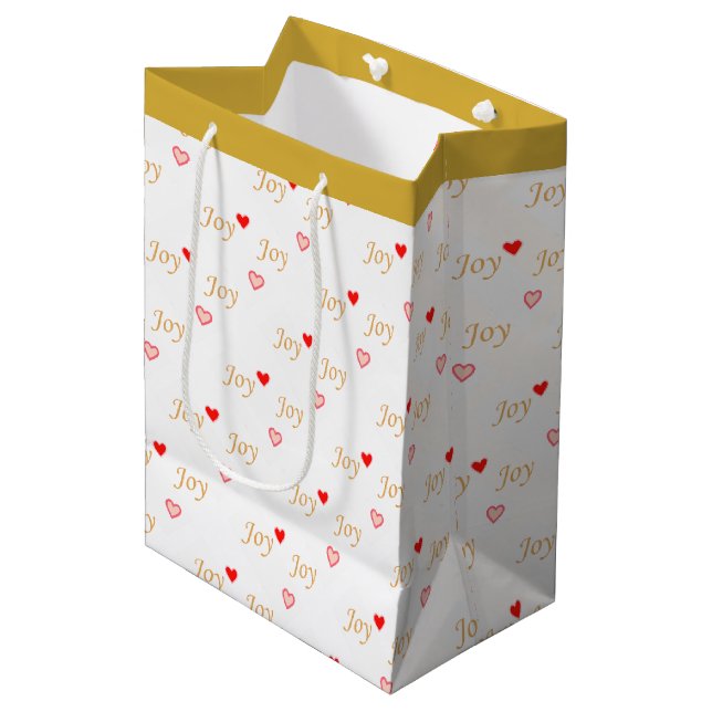 Joy Hearts Medium Gift Bag (Front Angled)