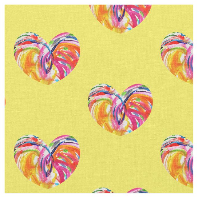 Joy Hearts Rainbow Fabric Art Material (Close Up)