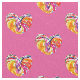 Joy Hearts Rainbow Fabric Art Material