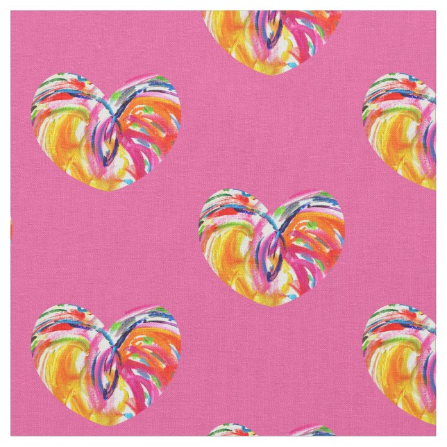 Joy Hearts Rainbow Fabric Art Material (Close Up)