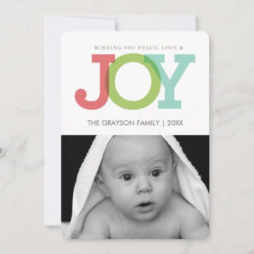 JOY holiday photo card