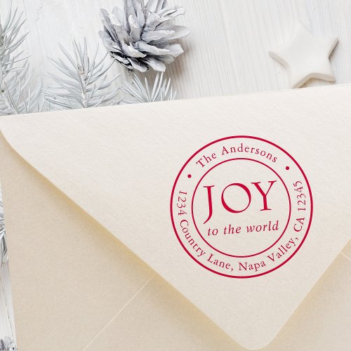 Joy Holiday Return Address Round Self_inking Stamp