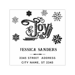 Joy holiday snowflakes business self-inking stamp
