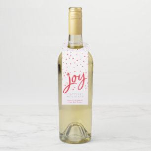 JOY HOLIDAY stylish simple modern fun red sparkles Bottle Hanger Tag