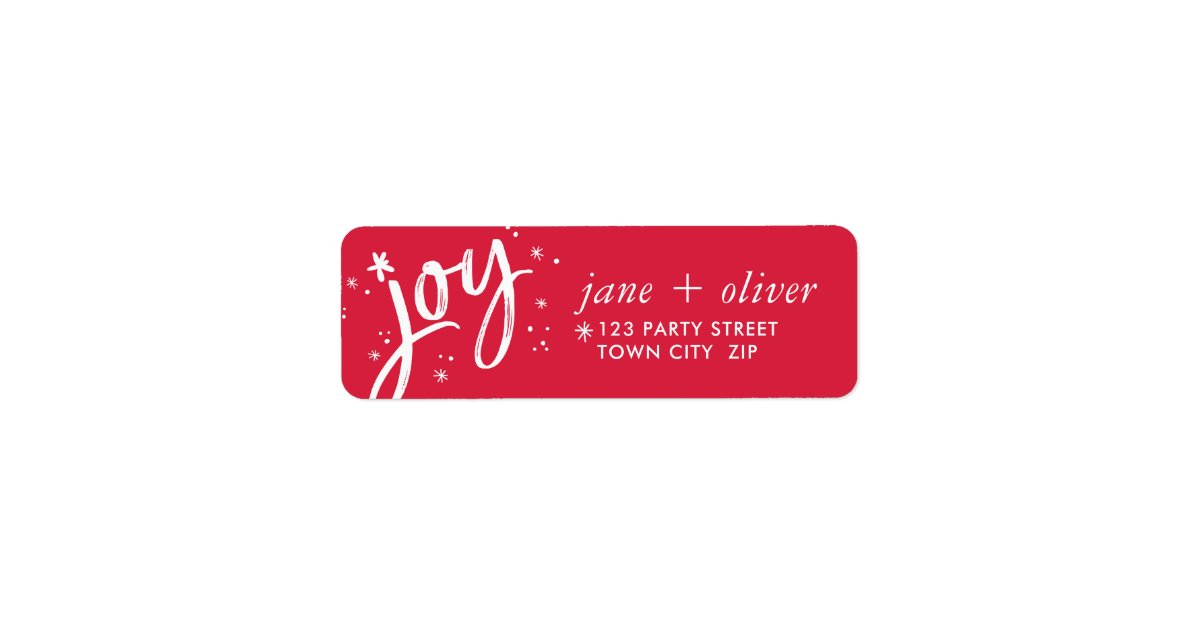 JOY HOLIDAY stylish simple modern red sparkles Label | Zazzle