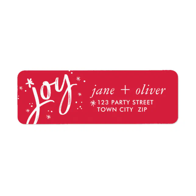 JOY HOLIDAY stylish simple modern red sparkles Label | Zazzle