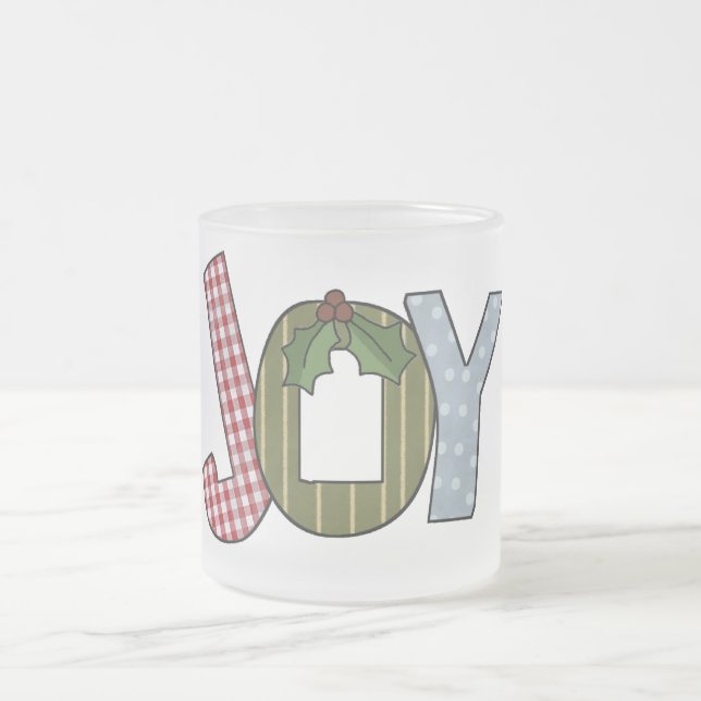 JOY Holiday Tshirts and gifts Frosted Glass Coffee Mug (Center)