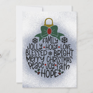 Joy, Holly Ornament Christmas or Holiday Card