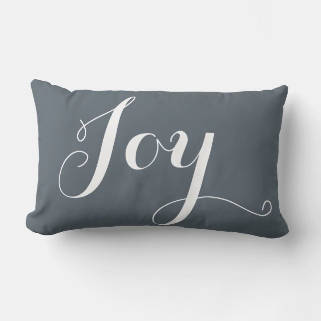 "Joy","Hope" Christmas and New Year Blue Lumbar Pillow (Front)