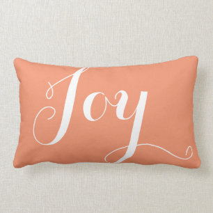 "Joy","Hope" Christmas and New Year Coral Lumbar Pillow
