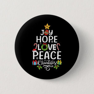 Joy Hope Love Peace Christmas Tree Family Xmas Men Button