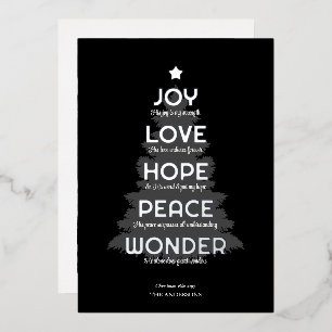 Joy Hope Love Peace Wonder Christian Christmas Foil Holiday Card
