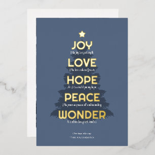 Joy Hope Love Peace Wonder Christian Christmas Foil Holiday Card