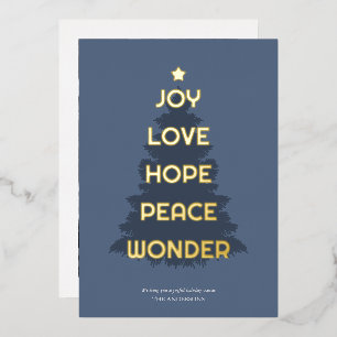 Joy Hope Love Peace Wonder Christmas Foil Holiday Card