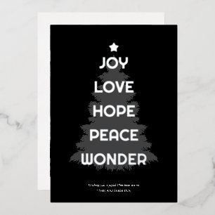 Joy Hope Love Peace Wonder Christmas Foil Holiday Card