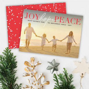 Joy Hope Peace Classic Typography Modern Photo Holiday Card