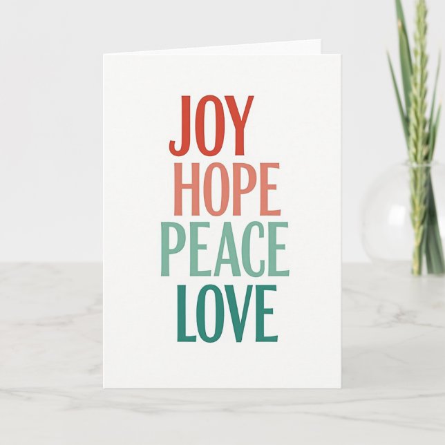Joy Hope Peace Love Christmas Typography Card (Front)