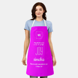 JOY Hot Pink   Simcha   שמחה Hebrew Apron