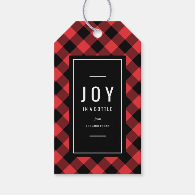 Joy In A Bottle Holiday Wine Gift Tags