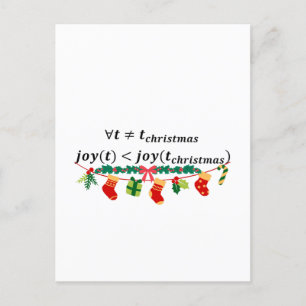 Joy in christmas is always greater, math christmas postcard