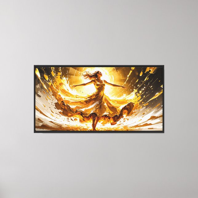 Joy in Gold – Abstract Emotional Landscape Canvas Print (Front)