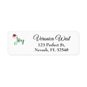 Joy in green with Santa Hat Label