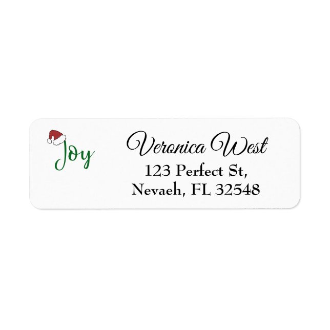 Joy in green with Santa Hat Label (Front)