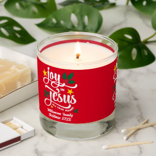 Joy in Jesus Christian Christmas Family Name Scented Candle