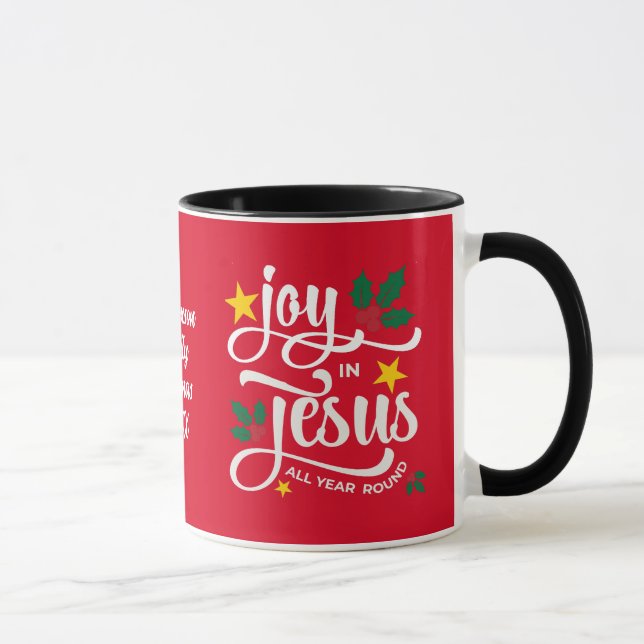 JOY IN JESUS Family Name Christian Christmas Mug (Right)