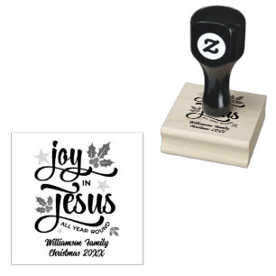 JOY IN JESUS Personalized Christian Christmas Rubber Stamp