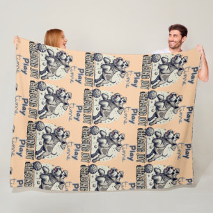 Joy in Motion: Gray Dog and Ball Playtime Fleece Blanket