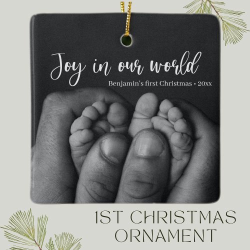 Joy in our world Babys First Christmas Holiday Ceramic Ornament