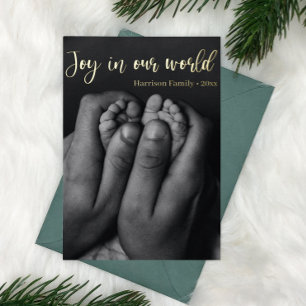 "Joy in our world" Christmas Newborn Announcement