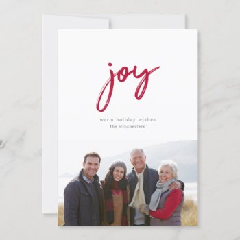 Joy In Red Holiday Photo Card by PinkMoonPaperie at Zazzle