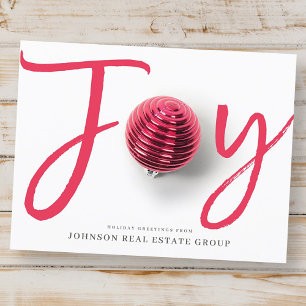 Joy in Script and Ornament Holiday Greetings Postcard