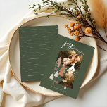 Joy In Simple Things Cozy Woodland Village 2 Photo Holiday Card<br><div class="desc">Our natural woodland animals, cozy village Christmas card captures the true nature of the simple things. Natural textures of woodgrains, soft earth tones with beige, greys, and light ceramic creams create a clean, minimal, and cozy design. We've incorporated our hand-drawn woodland fox, deer, and pine tree forest incorporated into a...</div>