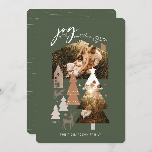 Joy In Simple Things Cozy Woodland Village 2 Photo Holiday Card