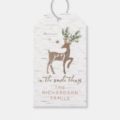 Joy In the Simple Things Birch Bark Woodgrain Deer Gift Tags (Front)