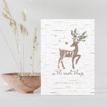 Joy In the Simple Things Birch Bark Woodgrain Deer Holiday Card<br><div class="desc">Our natural woodland reindeer Christmas card captures the true nature of the simple things. Natural textures of woodgrains, soft earth tones with beige, and light ceramic creams create a clean, minimal, and cozy design. We've incorporated our hand-drawn woodland deer with our natural watercolor eucalyptus greenery. The background is designed with...</div>