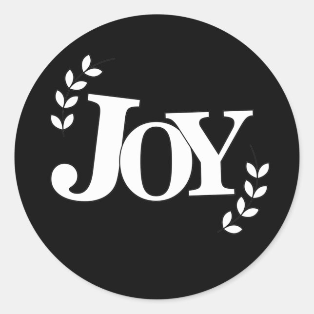 Joy in White Classic Round Sticker (Front)