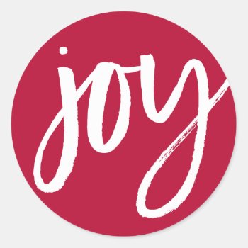 Joy In White Classic Round Sticker by PinkMoonPaperie at Zazzle