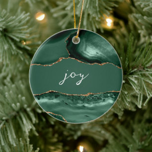 Joy Inspirational Agate Christmas Ornament