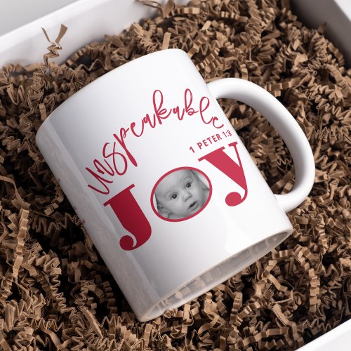 Joy Inspirational Christian Modern Red Photo Coffee Mug