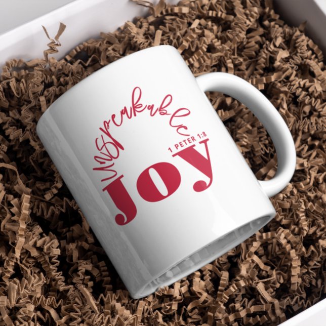 Joy Inspirational Christian Modern Red Typography  Coffee Mug (Creator Uploaded)
