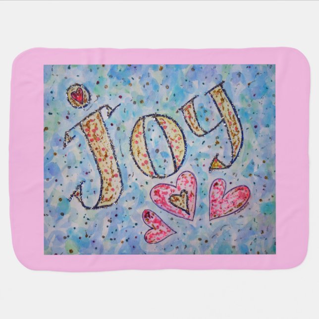 Joy Inspirational Word Art Soft Baby Blanket (Horizontal)