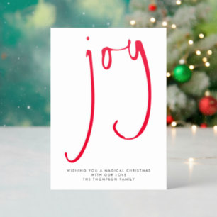 Joy Inspiring Word Minimalist Merry Christmas Letterpress Photo Cards