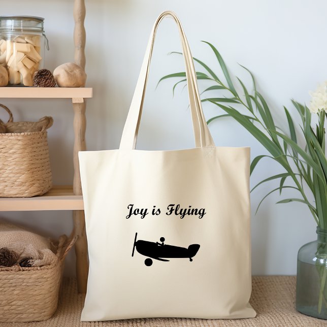 Joy is Flying Airplane Pilot Light-Monotone Tote Bag (Creator Uploaded)