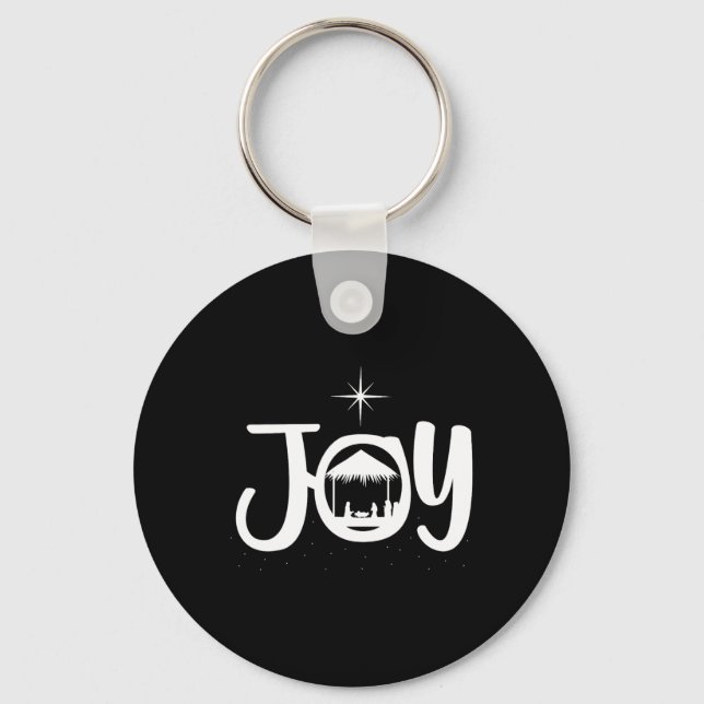 Joy Jesus Nativity Scene Cool Christmas Apparel  Keychain (Front)