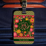 Joy Journey Personalized Name Inspirivity Floral  Luggage Tag<br><div class="desc">Pretty Floral Joy in the Journey Customized Name Fun Luggage Tags. Never lose your luggage again with these fun floral luggage tags. The back side has a slot for a business card or personal information. Your suitcase will stand out with this bright colored tag. More available in my shop.</div>